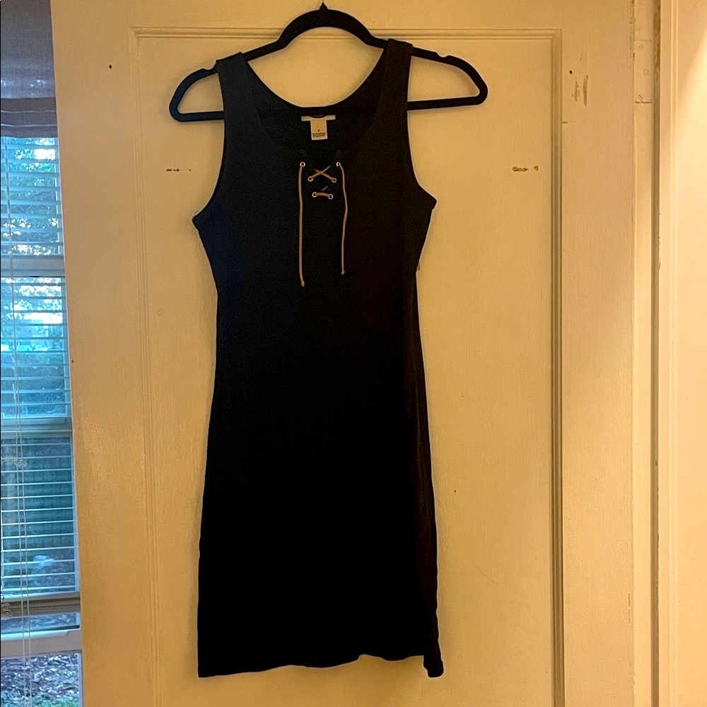 Black Ribbed Tank Dress